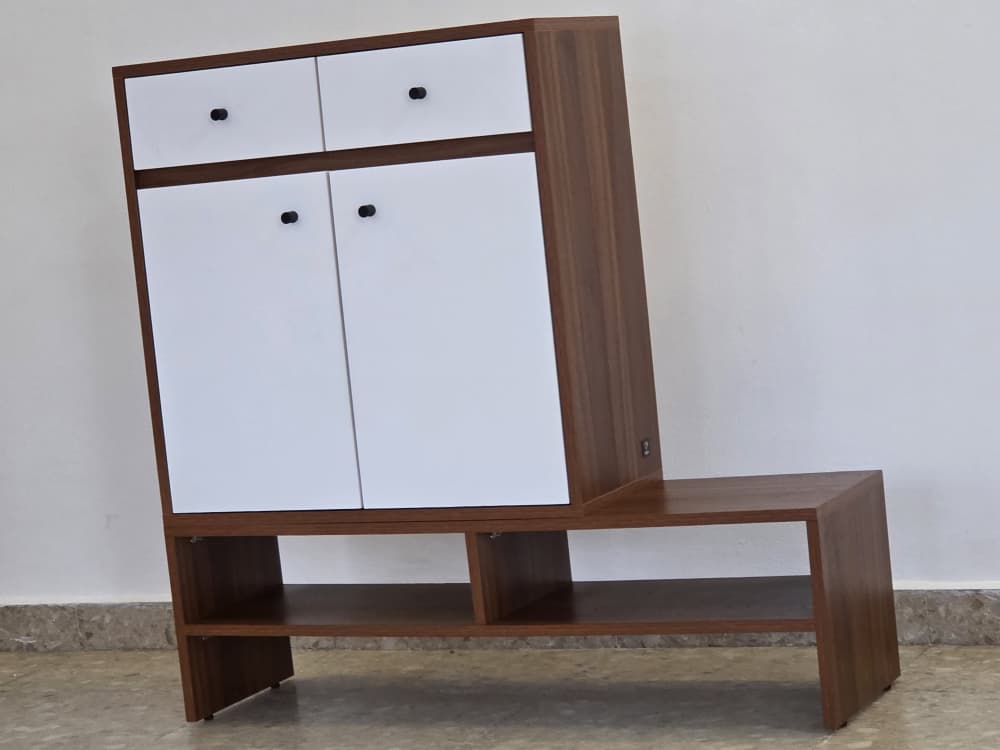 Ensemble salon mid-century — noyer & laque blanche — 3