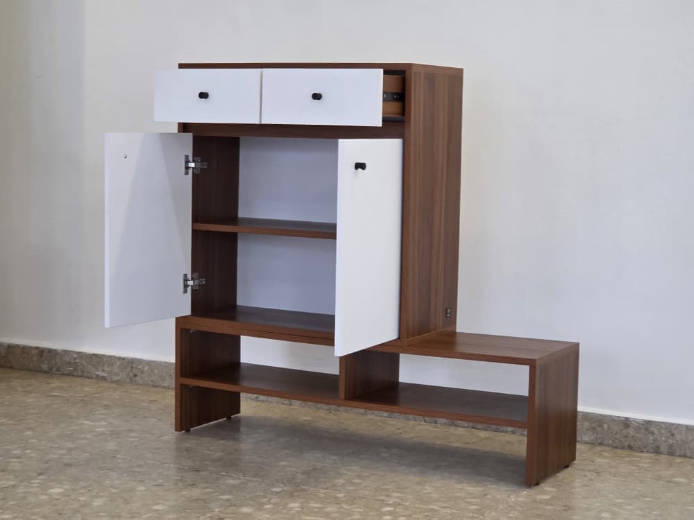 Ensemble salon mid-century — noyer & laque blanche — 3