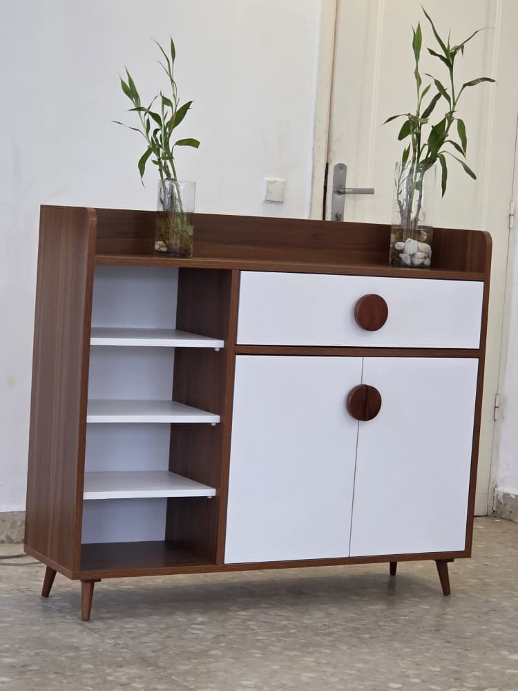 Ensemble salon mid-century — noyer & laque blanche — 4