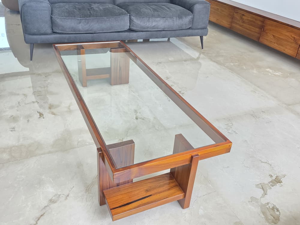 Tables basses verre & bois — salon contemporain — 2