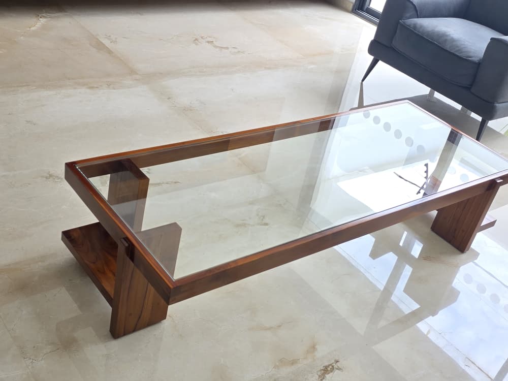 Tables basses verre & bois — salon contemporain — 3