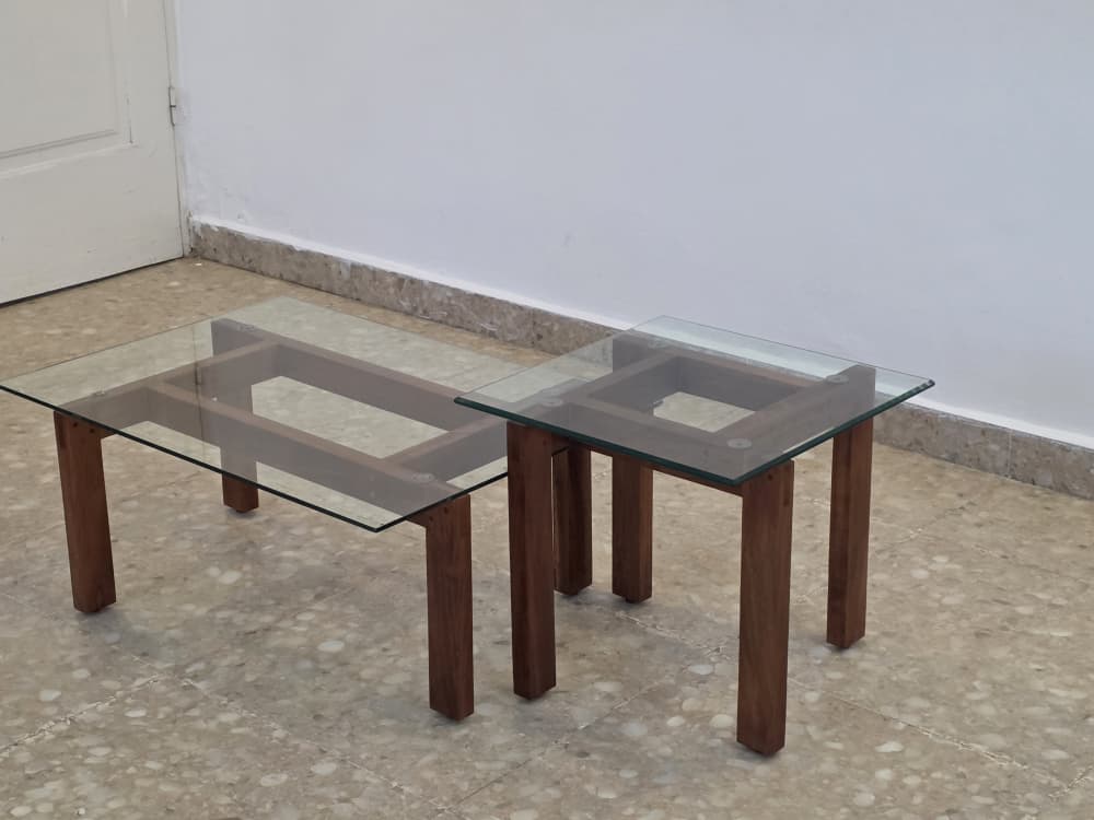 Tables basses verre & bois — salon contemporain — 3